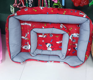 CAMA PELUCHE ROJA CON BORDES TALLA 4