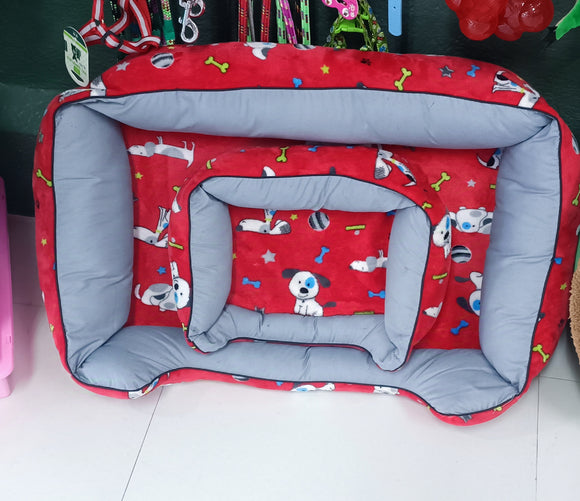 CAMA PELUCHE ROJA CON BORDES TALLA 1